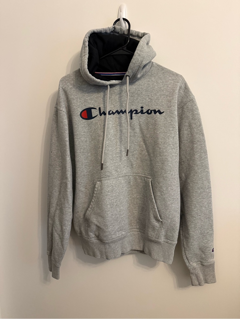 Champion Gray Pullover Hoodie with Navy & Red Logo